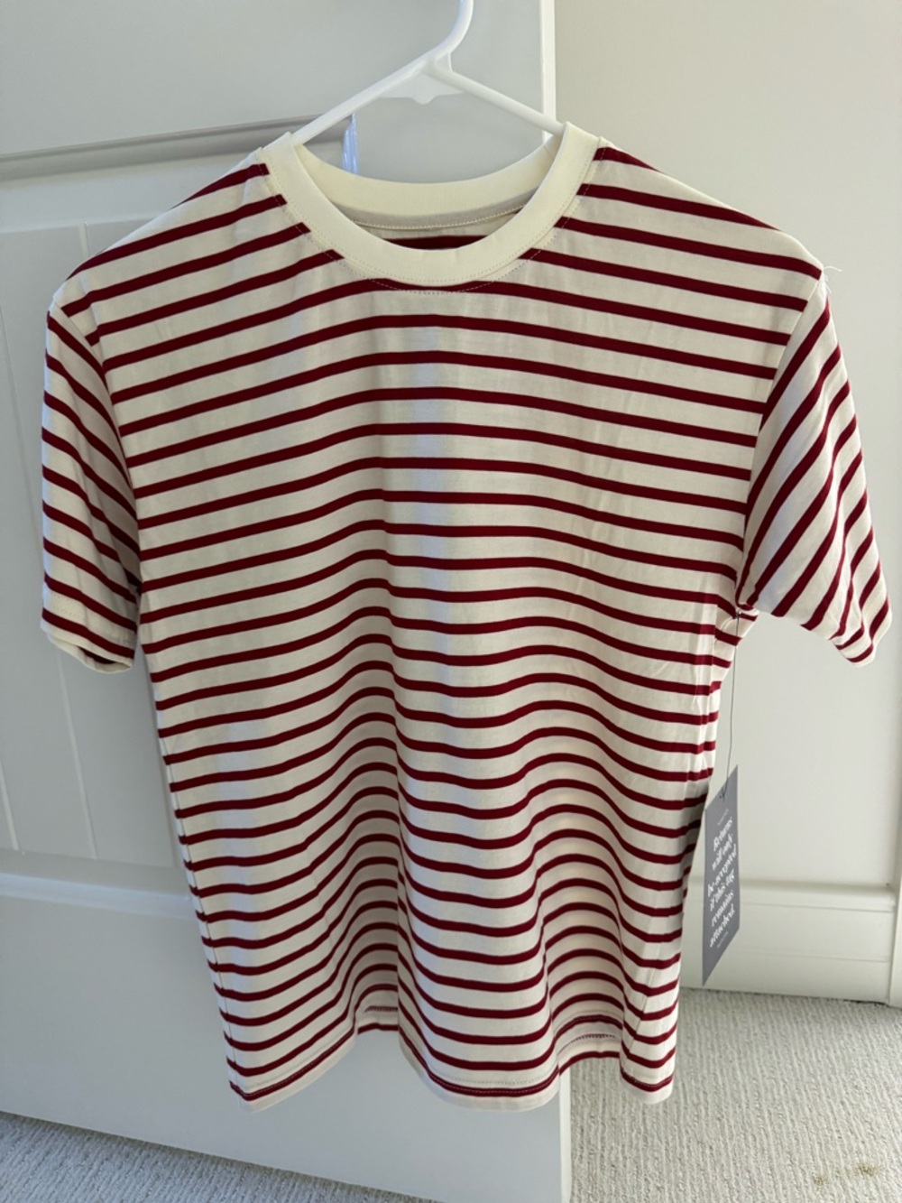 Studio McGee Tuckernuck XXS NWT Cream and Burgundy Striped Tee Retail $98